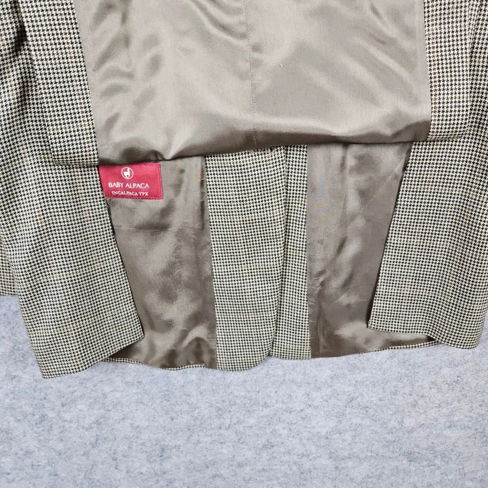 Warren Sewell Mens Size 42L Beige Houndstooth Blazer Baby Alpaca/Wool/Silk Blend